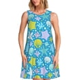thumbnail image 1 of Vsdgher Robes d'Été Imprimé Étoile de Mer pour Femmes Robe de Plage Décontractée Col en U Sans Manches Robe d'Été Ample avec Poche, 1 of 7
