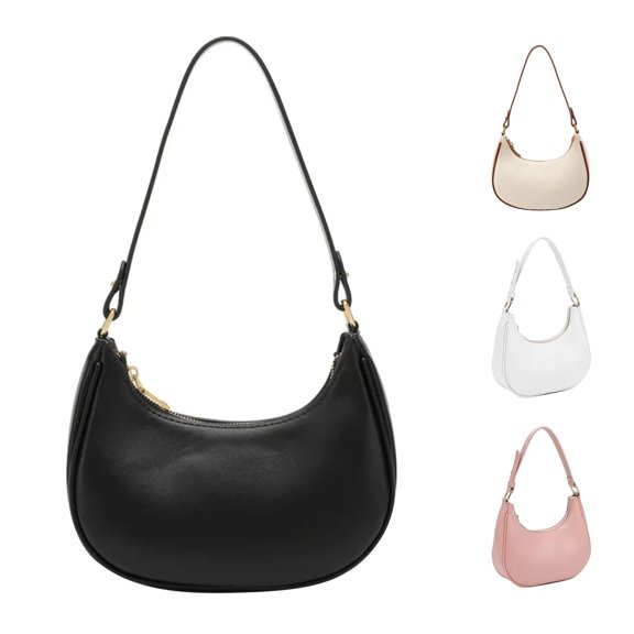 XINXIAOO Women's PU Dumpling Bag, Solid Color Contrast One Shoulder Versatile Handbag