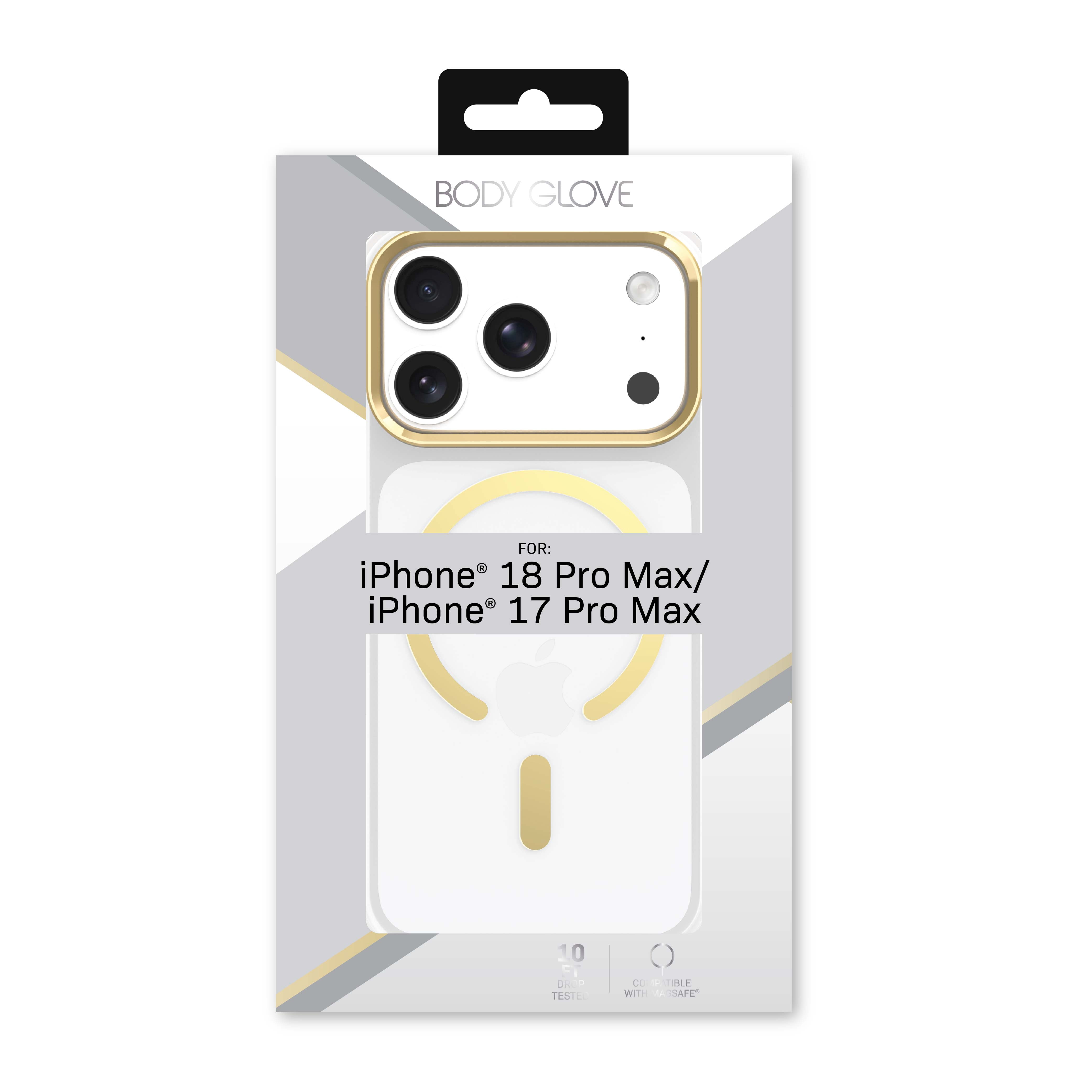 Body Glove Reflector Phone Case for iPhone 18 Pro Max / 17 Pro Max, MagSafe Compatible - Clear/Gold