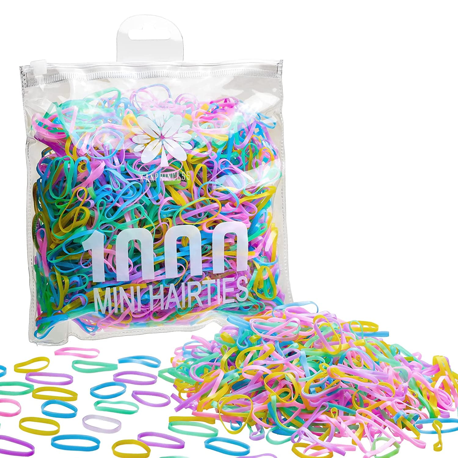 Kanprincess 1000pcs Mini Elastic Rubber Bands,Soft Small Hair Ties