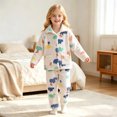 thumbnail image 2 of JAJAHO Girls Flannel Fluffy Pajama Cute Print Long Sleeve Button Down Sleepwear 2 Piece Pjs For Kids 18M-13Y, 2 of 6