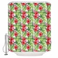 thumbnail image 2 of Tropical Leaves Waterproof Fabric Shower Curtain, Summer Green Pink Flower Floral Shower Curtain for Bathroom Curtains Bathtubs Hotel Washable Shower Curtains with 12 Hooks Standard 72x72, 2 of 6