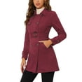 thumbnail image 4 of Abrigo de ante sintético de doble botonadura con solapa muesca para mujer INSPIRE CHIC en rojo profundo M, 4 of 7
