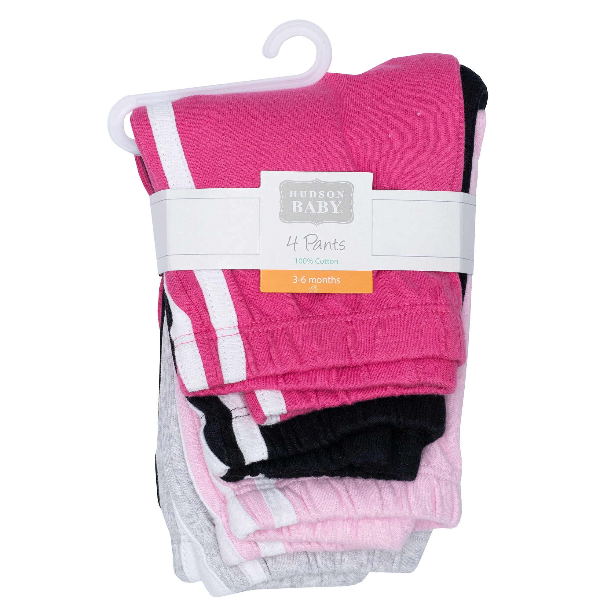 Hudson Baby Girl Cotton Pants and Leggings, Dk Pink Lt Pink, 0-3 Months