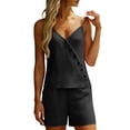thumbnail image 2 of Women's Two-Piece Suspender Decorative Button And Shorts Casual Summer Set, 2 of 7