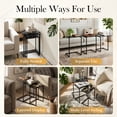 thumbnail image 6 of Nesting Coffee Table Set of 3, C-Shaped End Side Tables with Faux Marble Top and Metal Frame for Living Room, Industrial Sofa Snack Tables, Black, 6 of 9