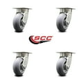 thumbnail image 2 of 5 Inch Kingpinless Thermoplastic Rubber Wheel Swivel Top Plate Caster Set of 4, 2 of 2