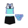 thumbnail image 2 of TiaoBug Nimiya Kids Girls 3Pcs Tankini Swimwear Outfit Hawaiian Print Tank Top Swim Shorts Briefs Swimsuit, 2 of 7
