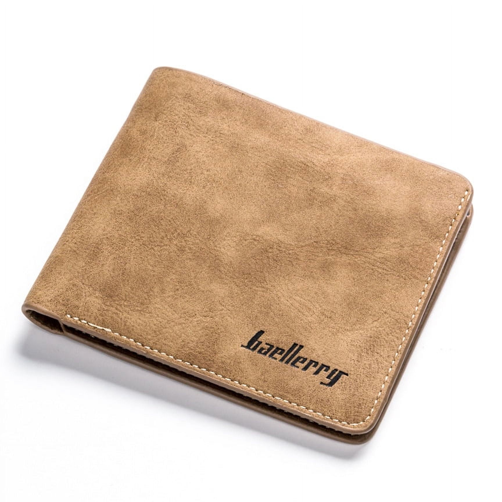 NKZNKZ Wallet for Men PU Leather Bifold Compact Slim Wallet for Men Large Capacity Credit Card Holder Wallet with 7 Card Slots and ID Window (Brown)