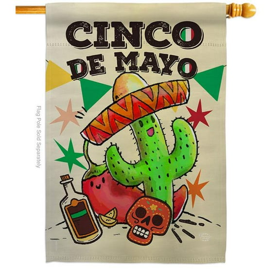 Ornament Collection H192060-BO El Cinco de Mayo Summertime 28 x 40 in. Double-Sided Decorative Vertical House Flags for Decoration Banner Garden Yard Gift