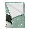 thumbnail image 2 of Christmas Soft Flannel Fleece Throw Blanket, Merry Christmas Cartoon with Santa Snowman Pines Houses Winter, Cozy Plush for Indoor and Outdoor Use, 60" x 80", Almond Green Eggshell, by Ambesonne, 2 of 5