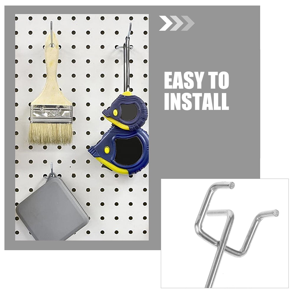 RENACLIPY 25Sets Heavy Duty Metal Pegboard Hooks Plated Silver Utility Hooks for Tool Organization and Shop Display