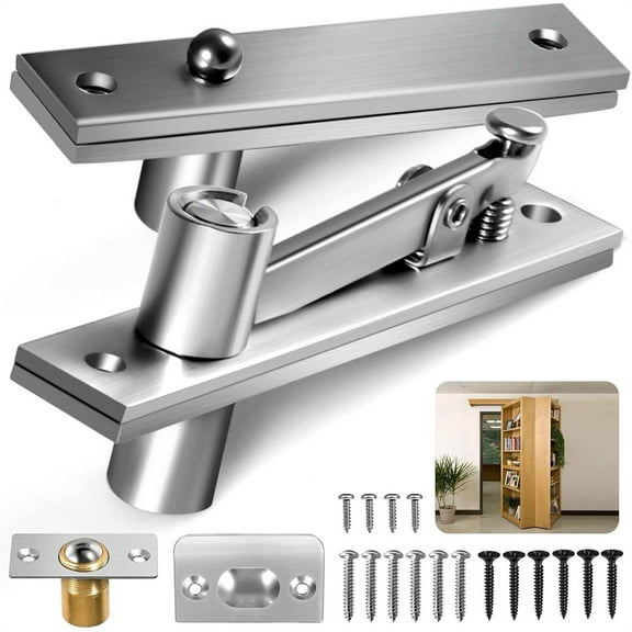 Door Pivot Hinges,Invisible Door Hinge Kit,with 360 Degree Rotation,Stainless Steel Swinging Door Hinge,Heavy Duty Hidden Door Hinge,Includes Door Ball,for Secret Door Bookcase Door