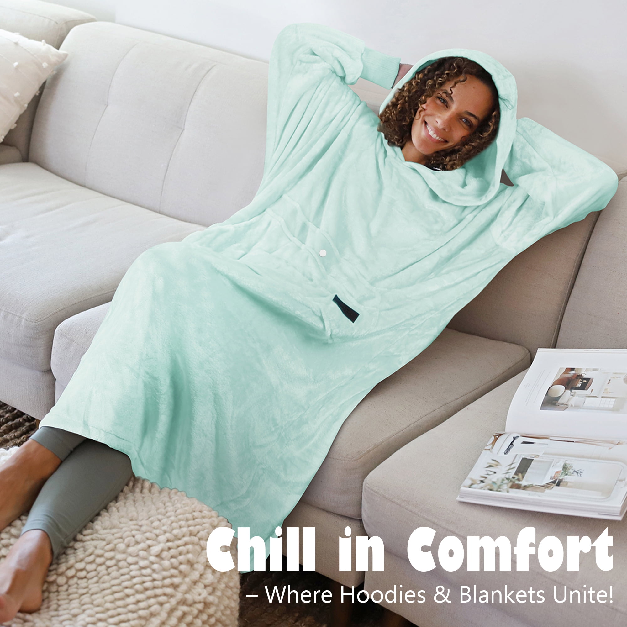 Catalonia Full Body Oversized Blanket Hoodie Sweatshirt, Extra Long Wearable Fleece Pullover, Gift for Adult Men Women Wife Girlfriend