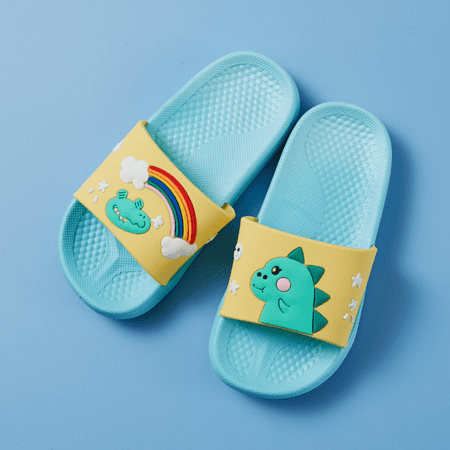 

Wish Boys and Girls Sandals Slippers Dinosaur Summer Non-slip Soft Swimming Pool Outdoor Beach Indoor Bathroom Bathing Shower ---- Azure（Size 34/35） S183