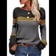 thumbnail image 1 of Suéteres de Otoño para Mujer, con Rayas y Bloques de Color, Cuello Redondo, Suéteres de Moda para Invierno. Gris Oscuro XL, 1 of 5
