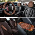 thumbnail image 4 of KUIFORTI Red Mandala 14 Pcs Car Seat Covers Full Set Car Steering Wheel Accessories Auto Center Console Armrest Pad Cars Cup Holder Coaster Personalized Fit for Most Cars, 4 of 7