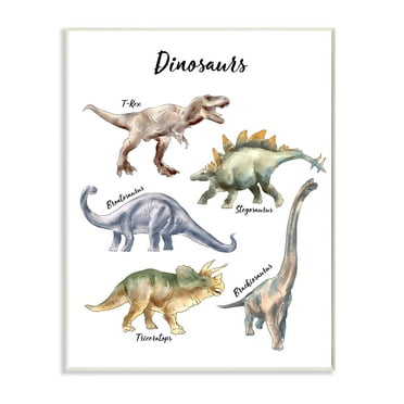 Stupell Industries Fun Dinosaur Chart Playful Watercolor Illustration Wall Plaque, 10 x 15, Design by Ziwei Li