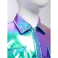 thumbnail image 5 of Hansber Kids Shiny Metallic Bomber Jacket for Boys Girls Long Sleeve Zip Up Motorcycle Baseball Coats Blue 6, 5 of 8