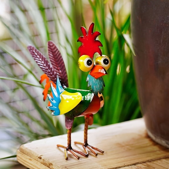 Giunmcul Metal Rooster Yard Statue, Wacky Outdoor Garden Statues, Metal Rooster Yard Garden Decorations Statues, Chicken Ornaments Yard Art for Backyard Patio Lawn Decorations, Gifts