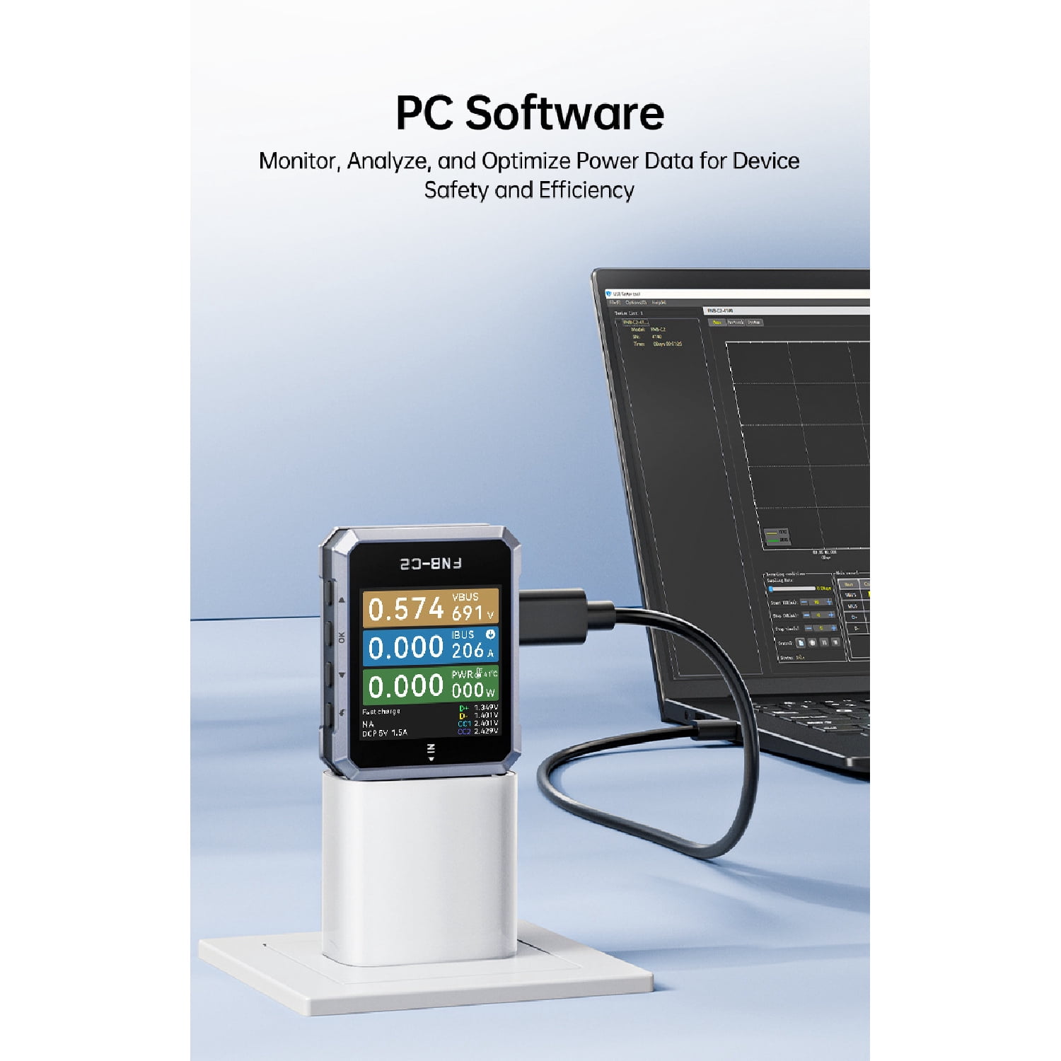 FNIRSI Type-C Fast Charging Tester High Precision Multimeter FNB-C2 USB PD3.1, 20-Bit ADC 50V 6.5A 240W, E-Marker Chip Test