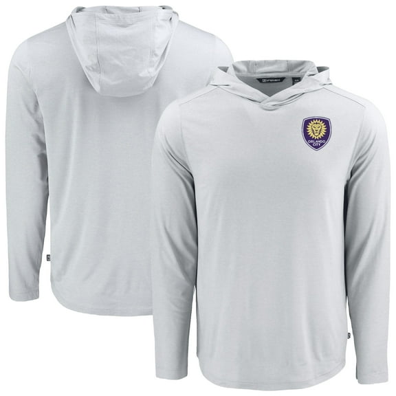 Men's-Cutter & Buck  Gray Orlando City SC Coastline Epic Comfort Eco Long Sleeve Recycled Hooded Shirt