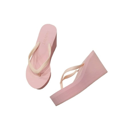

Crocowalk Ladies Wedge Sandal Beach Flip-flops Platform Thongs Sandals Womens Slides Shoes Indoor Outdoor Lightweight Summer Pink US 5