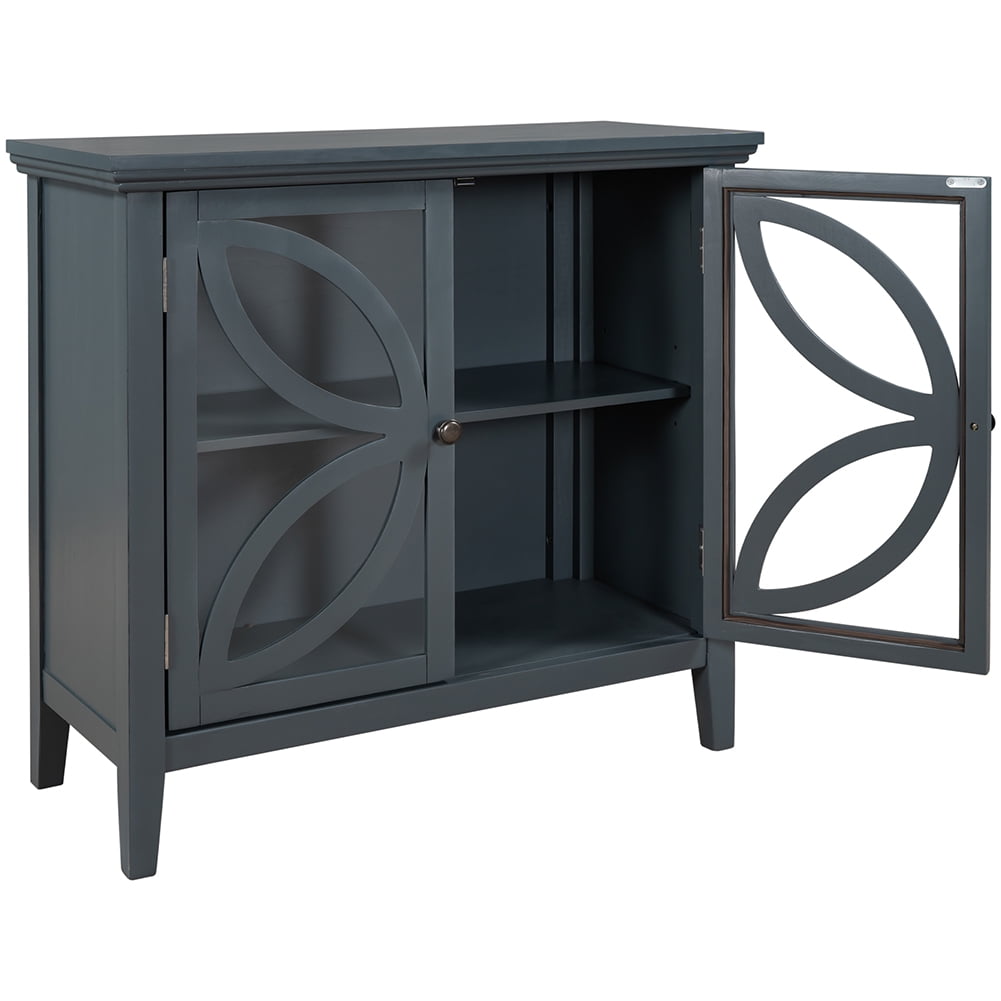 Private Jungle Accent Storage Cabinet Wooden Cabinet with Decorative transparent Door,Modern Sideboard for Entryway, Living Room,32 Inch,Navy Blue Private Jungle Accent Storage Cabinet Wooden Cabinet with Decorative transparent Door,Modern Sideboard for Entryway, Living Room,32 Inch,Navy Blue