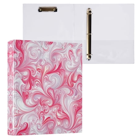 Red Intricate Swirls 3 Ring Hardcover Binders 1.5in Round Rings for Letter-Size Folder Paper Organizer Pockets for Office Student Recipe