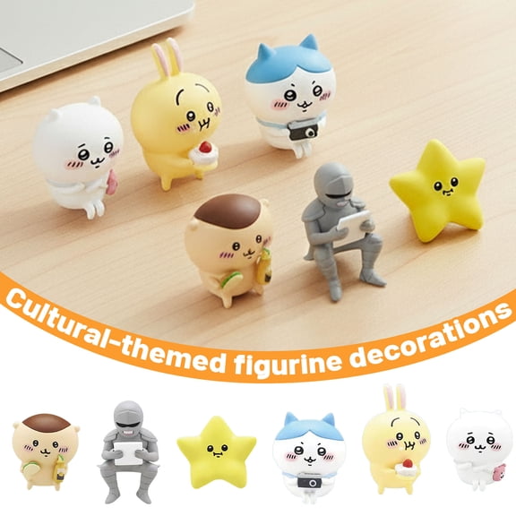 Gaiwos 6 PCS Chikawa Figure Decorations 1.5 inches, Cute Cartoon Chikawa Figurine, for Desktop Computer Notebook Office Desk Car Dashboard Decor