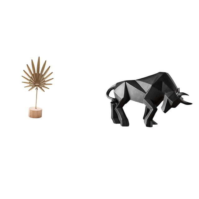Escultura de hoja de metal, estatua de hoja, figura artística, escultura de toro, hierro, resina, base de madera, adorno decorativo, adecuado para sal