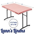 thumbnail image 5 of Lann's Linens 48'' x 30'' Fitted Vinyl Tablecloth w/ Flannel Backing, Red Checkered, 5 of 6