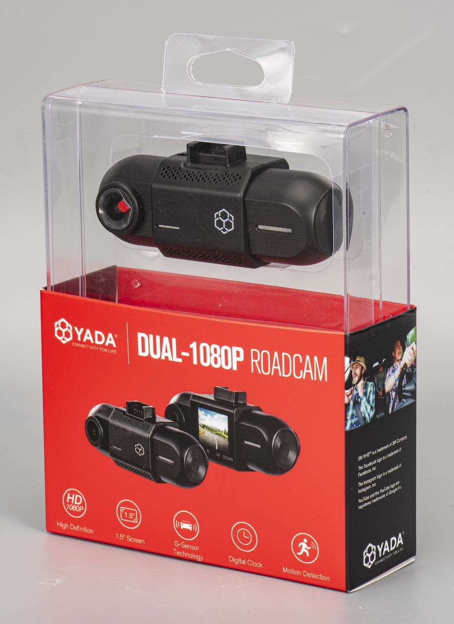 YADA Dual 1080P Roadcam with Front and Rear Facing Cameras, 120 Degree Wide Angle Lens, 1.5" LCD Screen, G-Sensor Technology with Park and Record Mode, Loop Recording