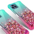 thumbnail image 2 of GALAXY WIRELESS USA for T Mobile Revvl 6x 5G/Revvl 6 5G Case Liquid Glitter Phone Case Cover w/Tempered Glass Screen Protector - Teal/Pink, 2 of 5