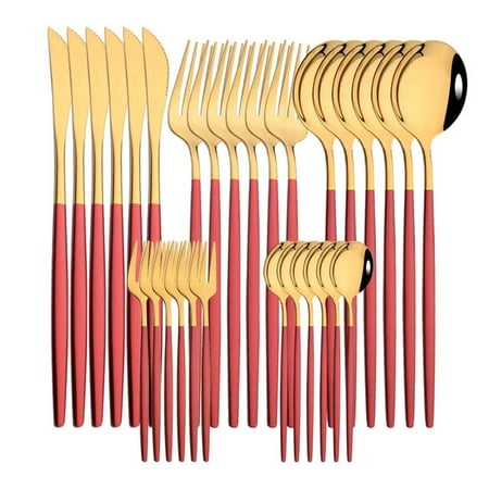 

UMMH Cutlery Set Stainless Steel Flatware Set 24/30Pcs Dinnerware Set Gold Knife Cake Fork Coffee Spoon Kitchen Silverware