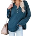 thumbnail image 1 of Long Sleeve Button Tops,Blouse Long Sleeve Round Neck Tops Pure Color Pullover Long Sleeve Tops Exceptional Value, 1 of 4