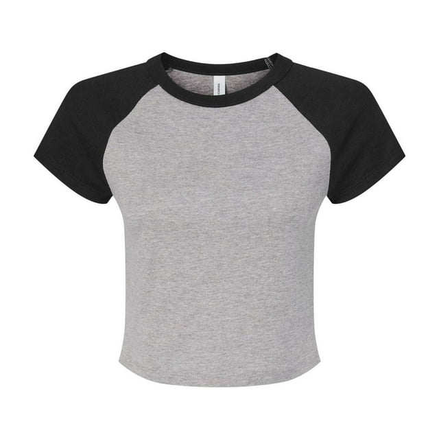 Bella + Canvas Womens Heather Micro-Rib Babydoll Raglan Crop T-Shirt