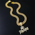 thumbnail image 3 of Hip Hop Letters NO FAVORS Pendant Necklace with 13mm Miami Cuban Chain Iced Out Bling HipHop Necklaces Fashion Jewelry, 3 of 8