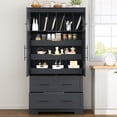 thumbnail image 3 of Harper & Bright Designs Tall Farmhouse Kitchen Pantry with 4 Doors, Dining Storage Cabinet with Pull-Out Trays, Freestanding Storage Cabinets with Drawers and Cake Pan Storage Organizer, Grey, 3 of 20