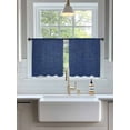 thumbnail image 3 of Navy Blue Linen Sheer Curtains 54 Inch Long 2 Panels, Farmhouse Pure Color Country Vintage Light Filtering Rod Pocket Semi Sheer Curtains, Sheer Voile Drapes for Living Room Bedroom, 52"x54", 3 of 5
