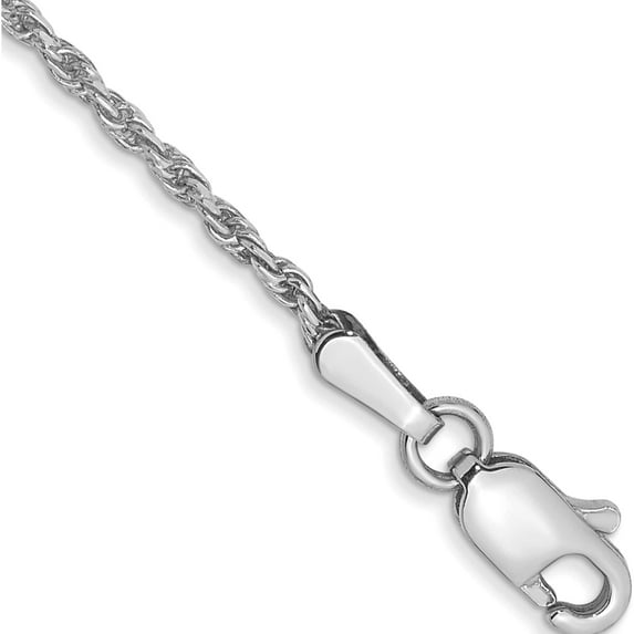 14K White Gold Wg 1.30mm D/C Machine-Made Rope Chain (7 X 1.3) Made In India w012-7