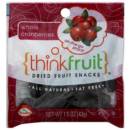Thinkfruit Whole Cranberries Dried Fruit Snacks, 1.5 oz, (Pack of, 12)