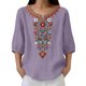 thumbnail image 4 of Neewe Women's Embroidered Tops 3/4 Sleeve Traditional Boho Shirts for Women V Neck Peasant Tunic Blouses, 4 of 8
