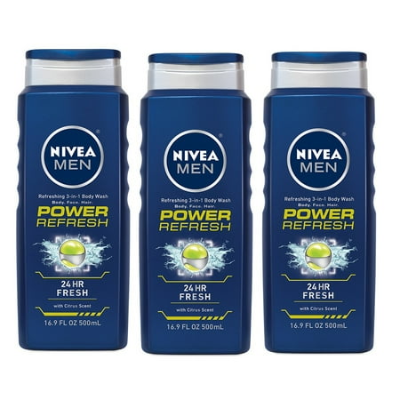 Nivea men power refresh body wash 16.9 fl. oz., 3 Pack