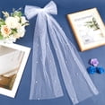 thumbnail image 4 of White Hair Veil Polyester Bachelorette Pearl Bride Hairclip Bridal Headband Bowknot Bridesmaid Favors Tulle Short Wedding Veils, 4 of 6