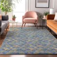thumbnail image 4 of HomeRoots 651239 3 x 5 ft. Blue Gold & Gray Geometric Washable Machine Made Rectangle Area Rug with UV Protection, 4 of 9