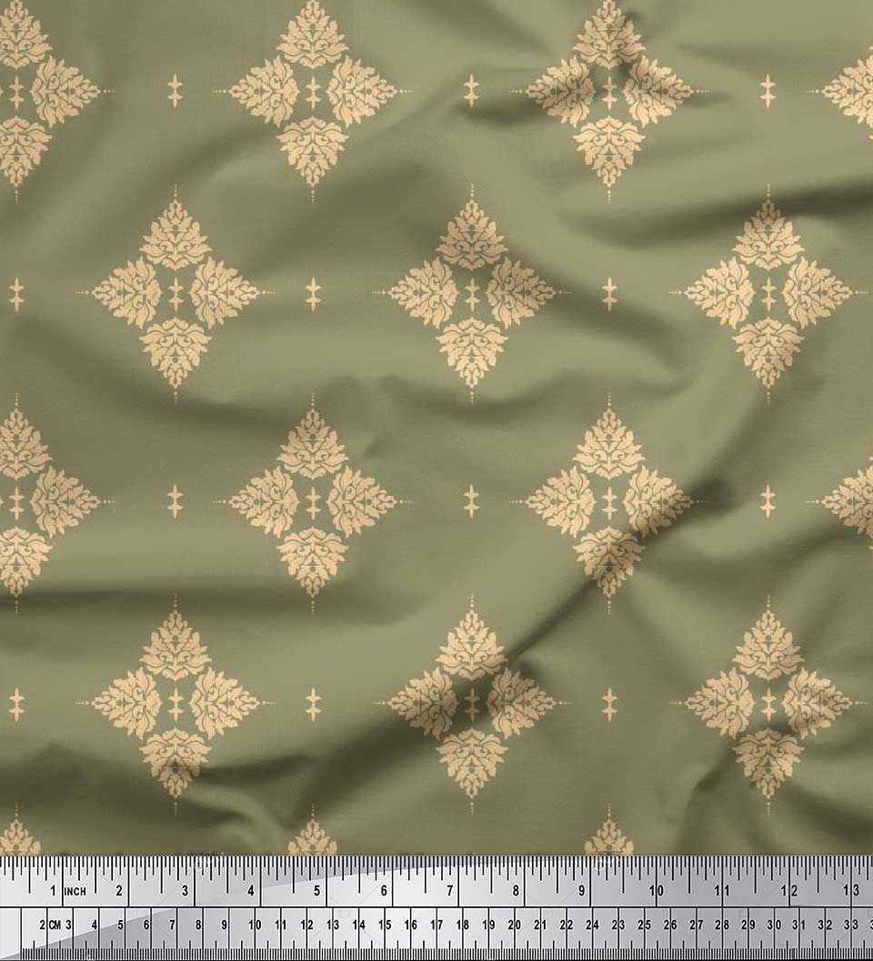 Soimoi Velvet Fabric Floral Block Print Fabric by Yard 58 Inch Wide