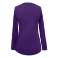 thumbnail image 4 of Fiaer.Deep V Neck Long Sleeve Tshrits for Women.Womens Plus Size Casual Trendy Going out Tops.Women's Ruffle Hem Front Knot Classic T Shirts Purple L, 4 of 5