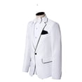 thumbnail image 3 of Traje de fotografía para hombre, traje de escenario, traje de cantante anfitrión, traje de reunión anual, blanco con borde negro, 3 of 5
