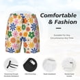 thumbnail image 3 of Sikiie Groovy Daisy Flowers Print Men's Double Layer Swimming Trunks, Adjustable Waistband and Pockets Sports Swimming Trunks, Beach Swimwear-3X-Large, 3 of 6